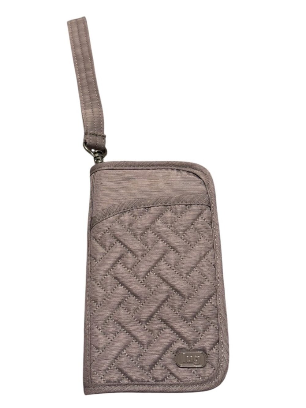 Lug Tandem RFID Quilted Zip Around Wallet Wristlet Gray Taupe Organizer